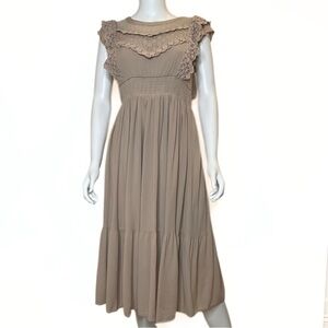 In Loom Gauze Lace Overlay Dress Womens SZ S Romantic Prairie Cottagecore Boho